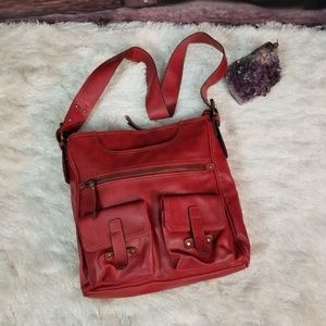ALDO Purse Red pebbled leather satchel adj strap